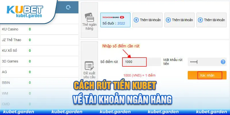 Cách rút tiền Kubet về tài khoản ngân hàng người chơi